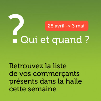 Présence commerçants dans la Halle du Marché cette semaine